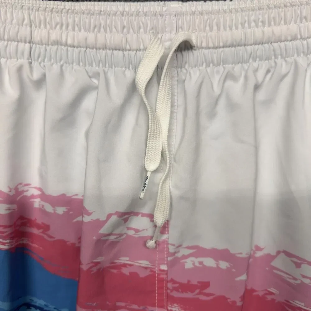 Chubbies Swim Shorts Mens 2XL White Blue Pink Brushstroke 5.5 Inseam Mesh Trunks
